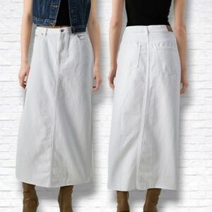 Americam Eagle AE White Denim Low Rise Maxi Skirt Size 14
